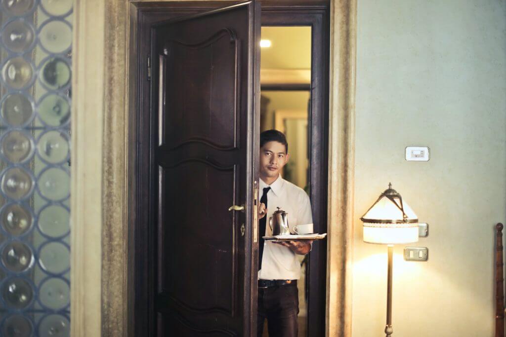 room service in a stylish hotel